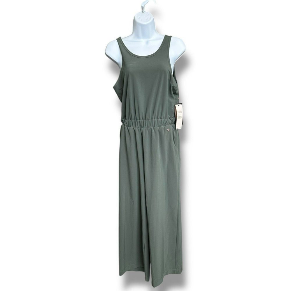 New Calia Carrie Underwood Wide Leg 1 Piece Overlap Jumpsuit Thyme Green XS